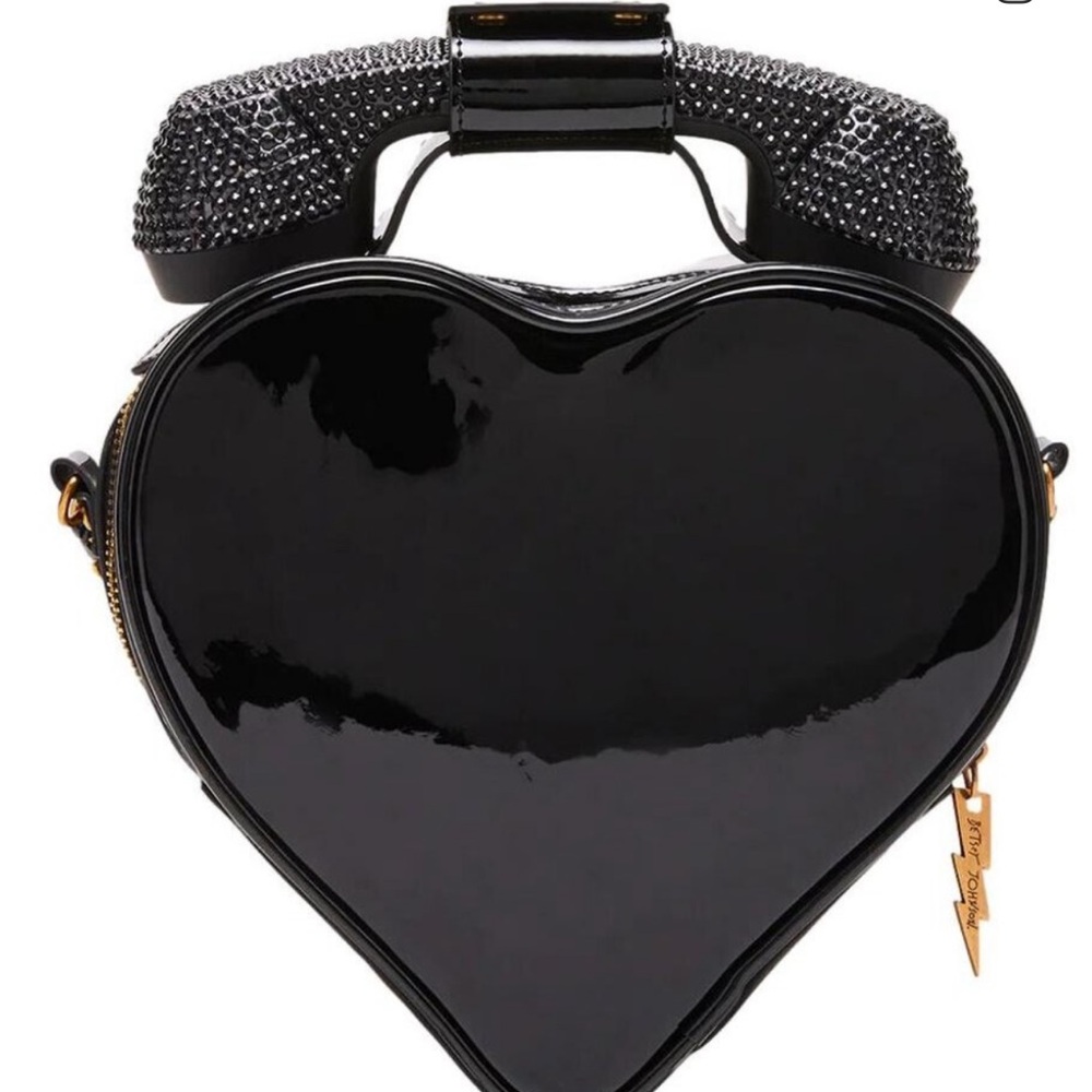 Betsey Johnson Black and Gold Heart Phone Bag - Picture 2 of 10